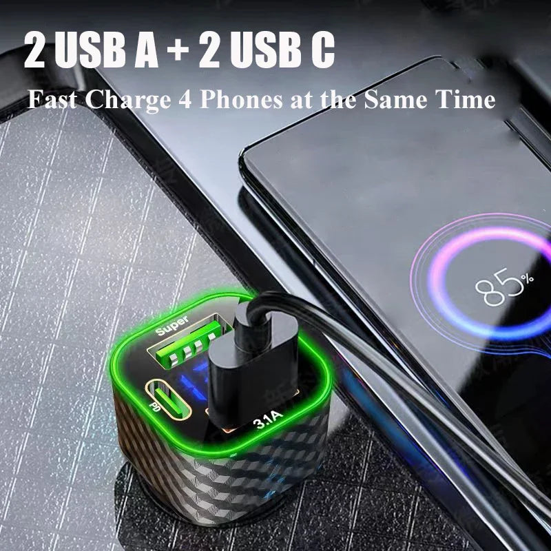 UYUXIO USB C Car Phone Charger Dual PD 1 Voltage Display Fast Charge