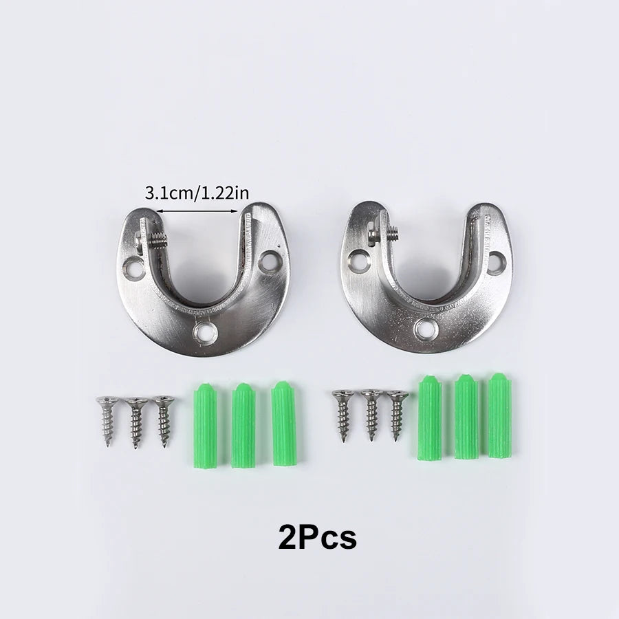 2Pcs Heavy Duty Stainless Steel Rod Socket Flange Rod Holder Pole Sockets Wardrobe Hanger Rod End Supports with Screws Zpaxo
