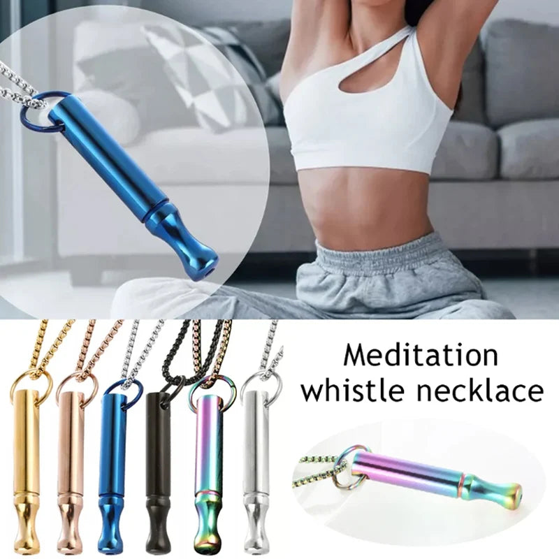 Stainless Steel Relief Necklace Whistle Pendant Natural Calming