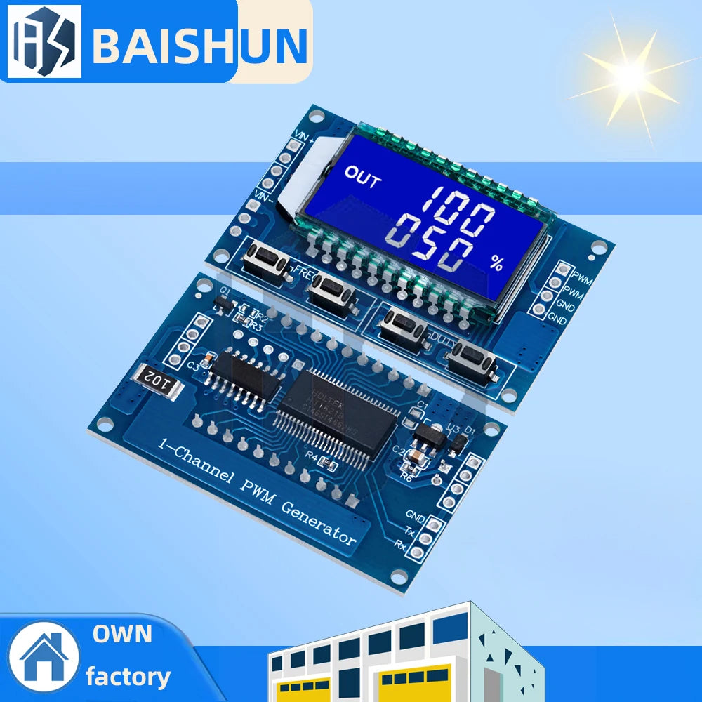 1-10Pcs 3.3V-30V PWM Generator Module 1Hz-150kHz LCD Display Adjustable Duty Cycle for Arduino Zpaxo
