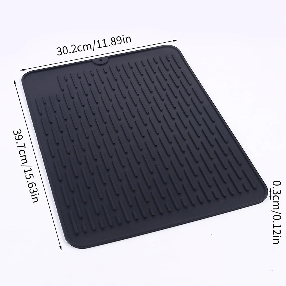 Silicone Drain Mat Board Bowl Dish Drying Mat Sink Drainer Large Heat Resistant Table Trivet Kitchen Counter Accessories Zpaxo SK-J2055 as picture shown