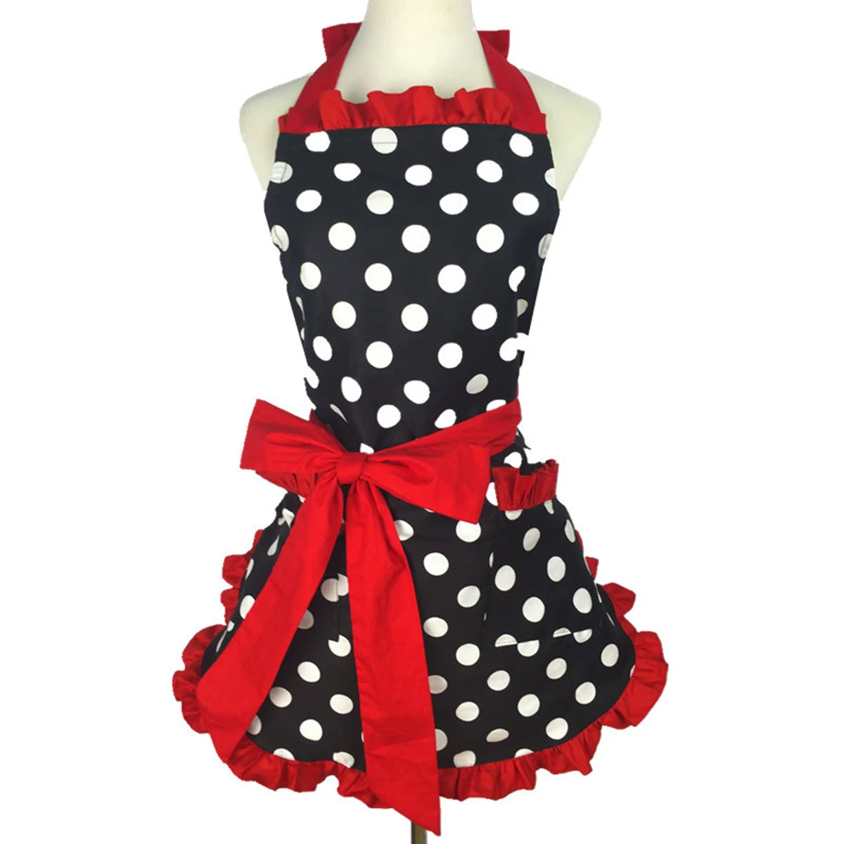 1/2PCS Kitchen Apron Retro Aprons Long/Short Waist Adjustable Ruffle Side Vintage Cooking Aprons with Pockets For Woman Men Work Zpaxo 1PC-2 Pockets 2