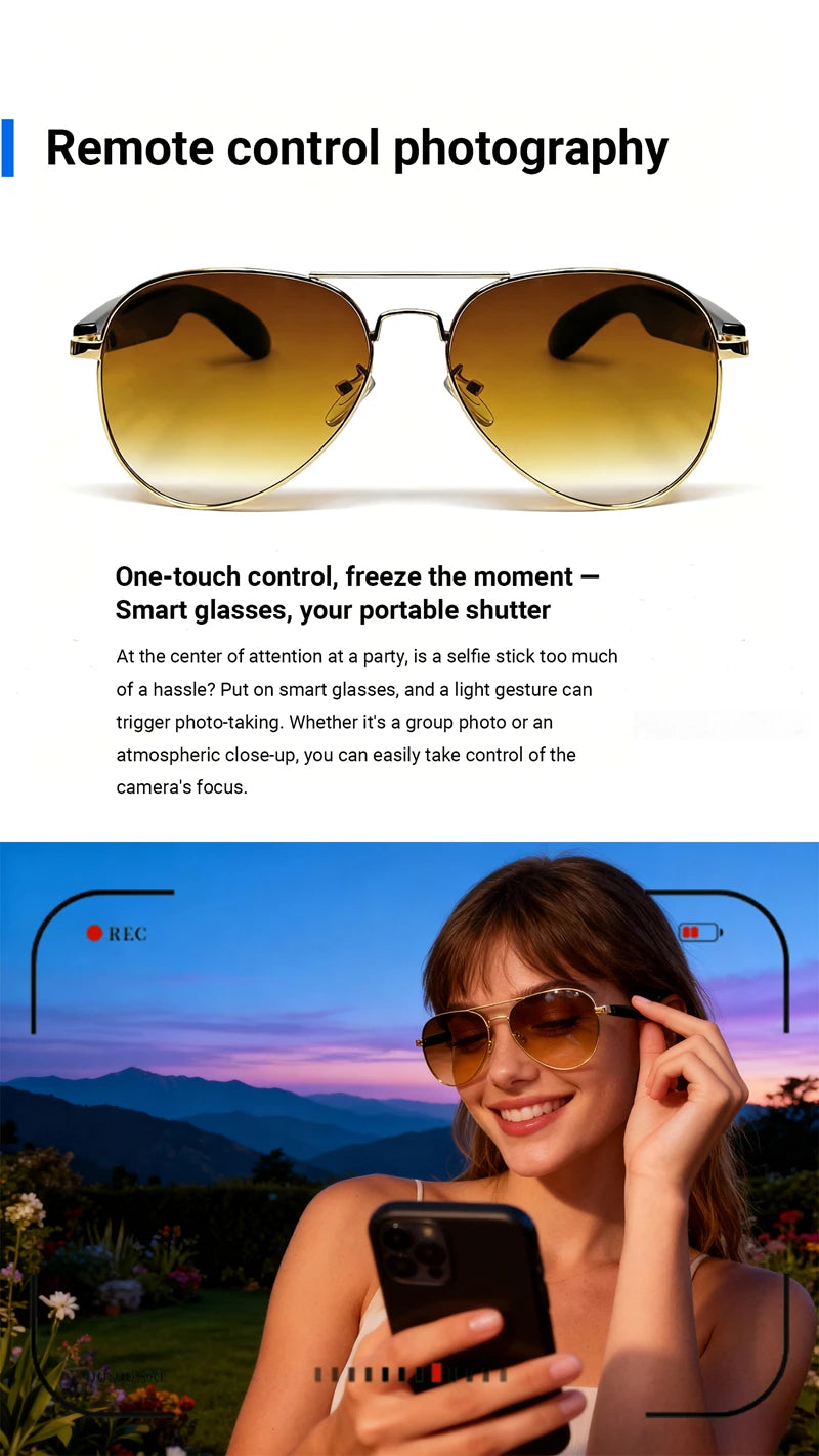 2026 New 800W Pixel Camera Smart Glasses Video Recording AI Photo Recognition Bluetooth Call Voice Translation Sunglasses Man Zpaxo
