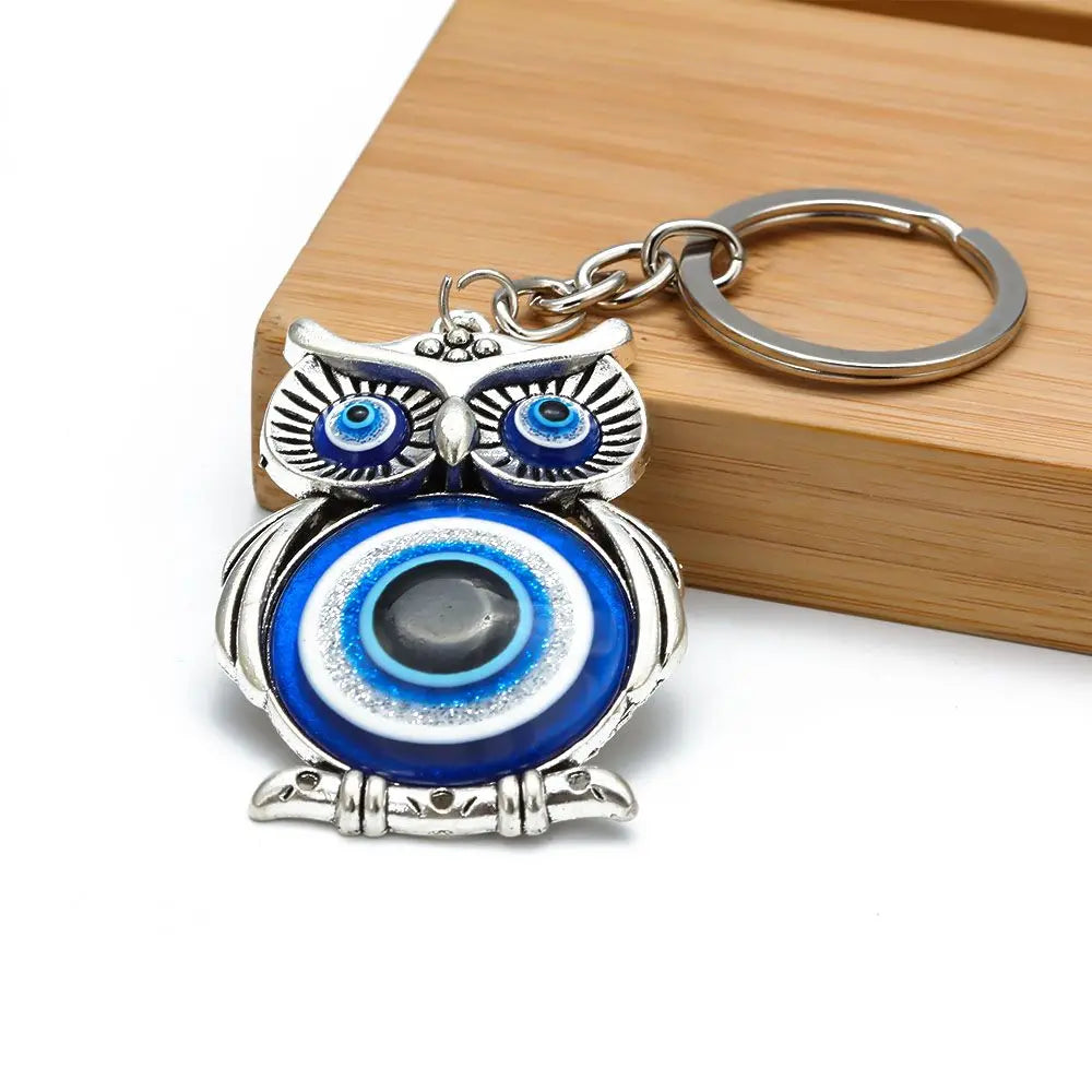 Crystals Hanger Evil Eye Owl Blue Protection Fashion Jewelry Car Keychain Car Pendant Car Accessories Zpaxo