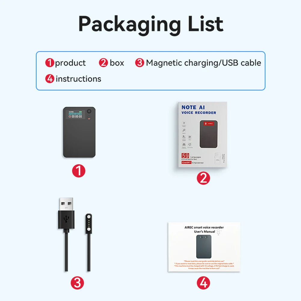 ChatGPT AI Voice Recorder Control Notetaking Device 188 Language