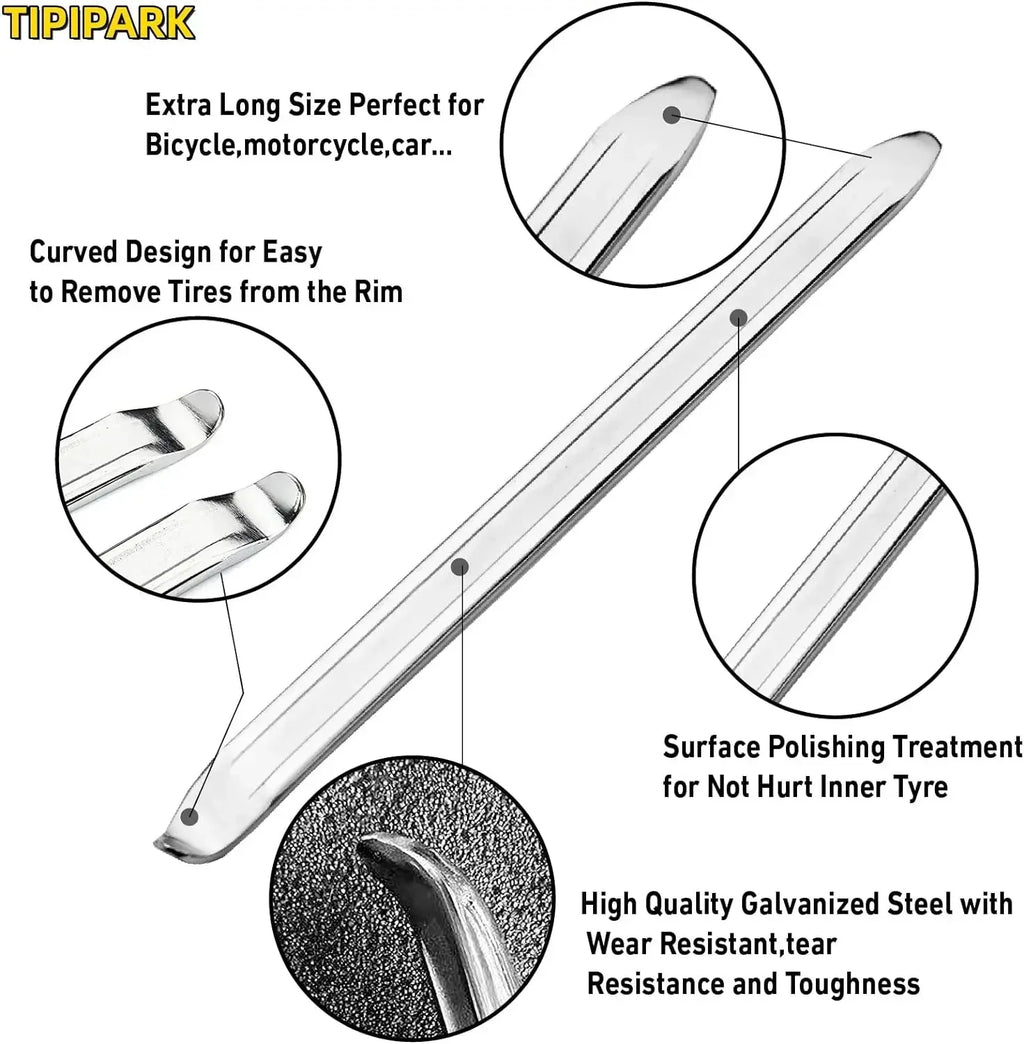 3-Piece Steel Tire Iron Spoon Lever Set – Car, Motorcycle & Bike