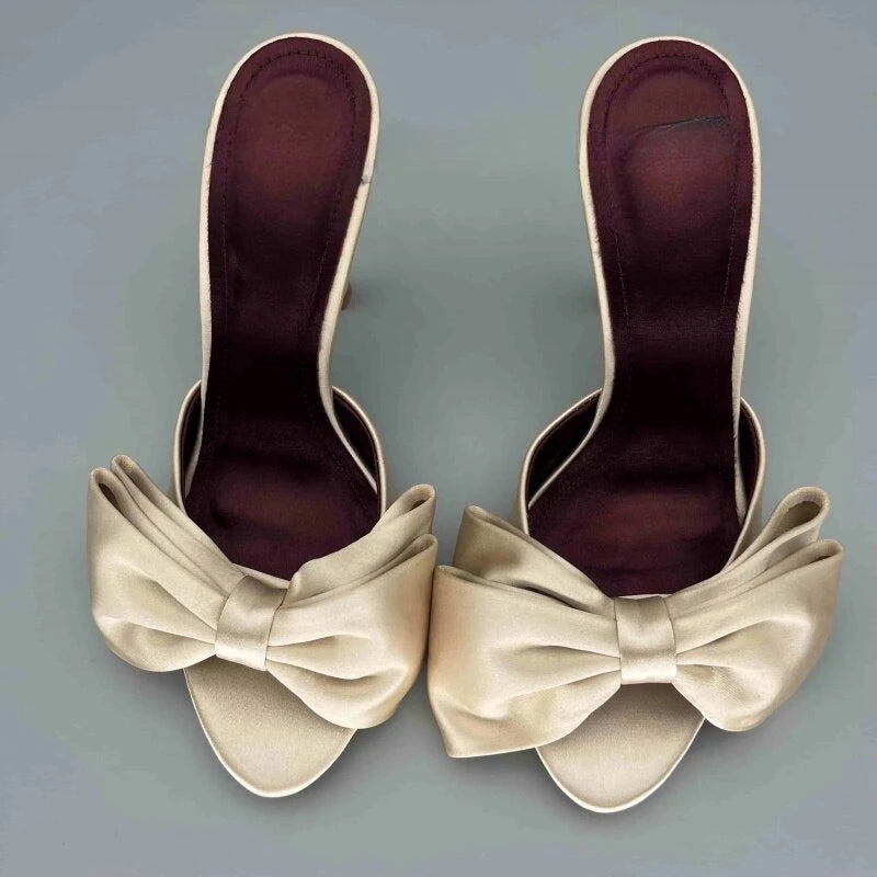 Summer Silk Butterfly-knot Heels Women's Slippers 2026 Sexy Pointed Zpaxo