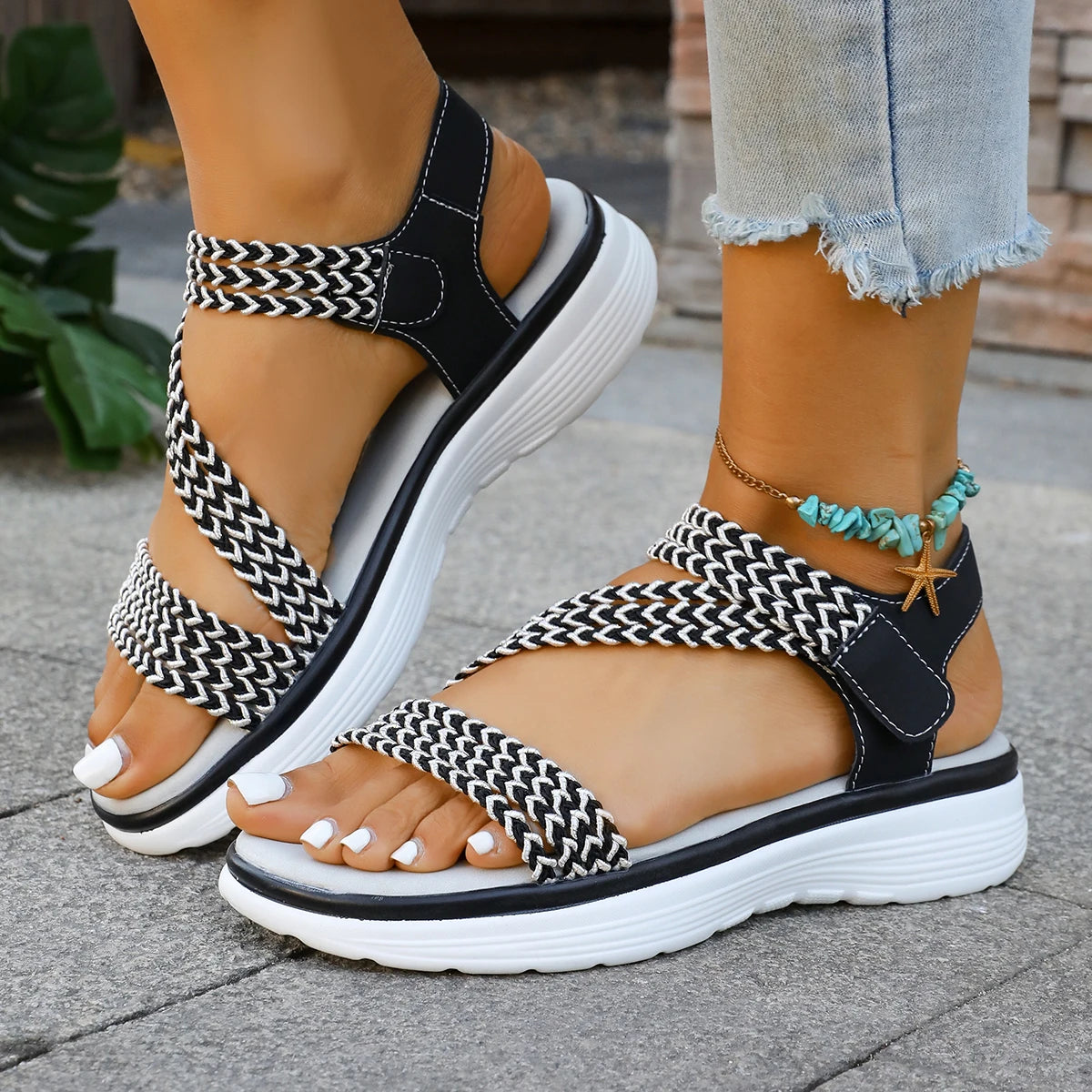 Trend Woman Sandals Summer Fashion Wedge Shoes for Women Lightweight Designer Shoes Party Soft Outdoor Female Sandals Footwear Zpaxo black 38