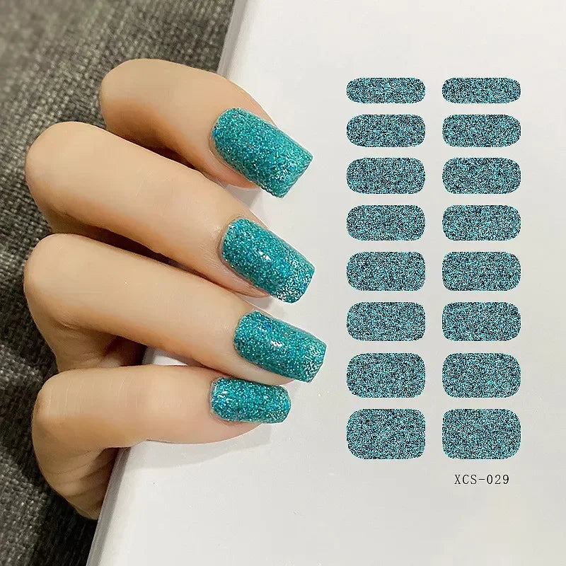 53 Colors Nail Polish Stickers Pure Strips Waterproof Adhesive Full