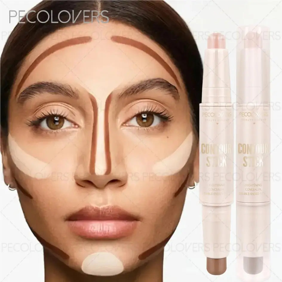Waterproof 2-in-1 Dual-Ended Concealer，Sweatproof,Highlighter Stick,Dual-Ended Highlight & Contour Stick Zpaxo