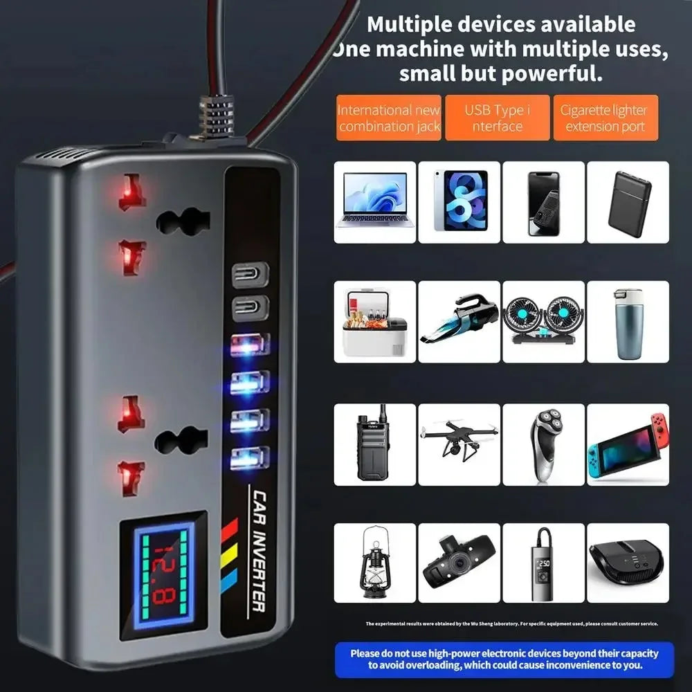 Portable Car Power Inverter 24V 110V 600W Outlet Adapter Dual AC Zpaxo