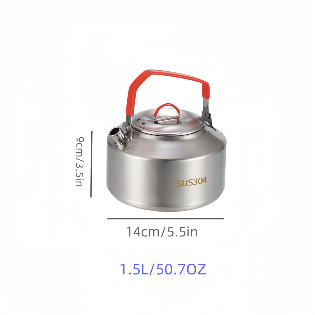 Stainless Steel Camping Kettle Portable Outdoor Picnic Teapot Durable Hiking Water Pot Reusable Coffee Kettle for Backpacking Zpaxo 1.5L