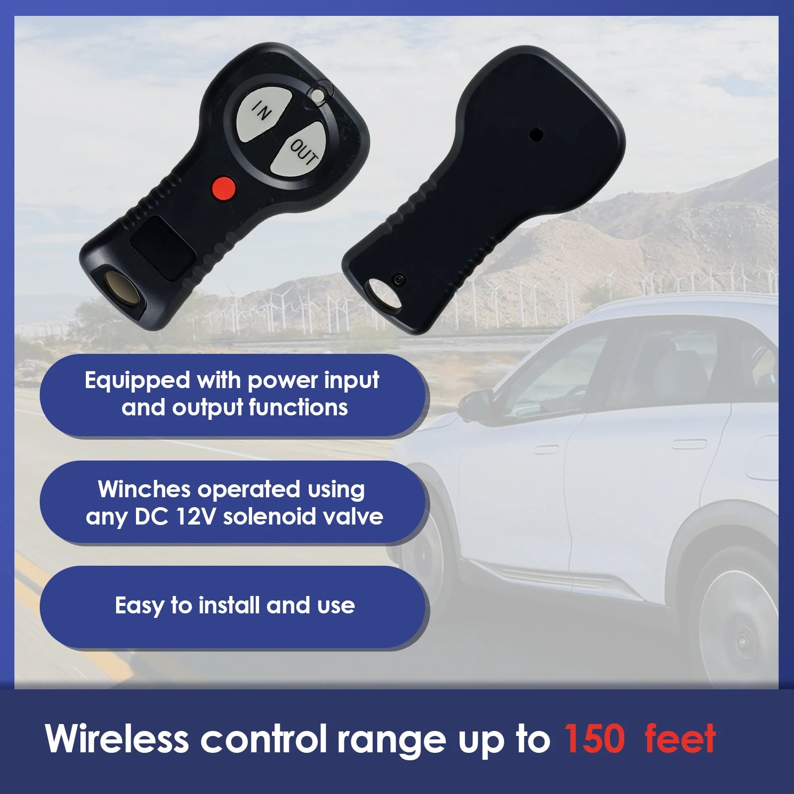 2Pcs Car Wireless Winch Remote Control Kit 12V-24V Universal ATV/SUV Wireless Heavy Winch Remote Switch Controller For Badlands Zpaxo