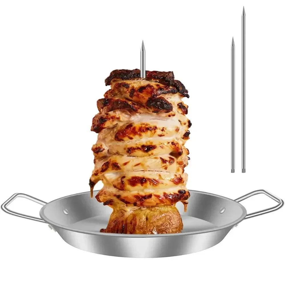 BBQ Stainless Steel Vertical Meat Skewer Roasting Meat Spit Skewers Brazilian Spikes Barbecue Grilling Rack Kitchen Accessories Zpaxo
