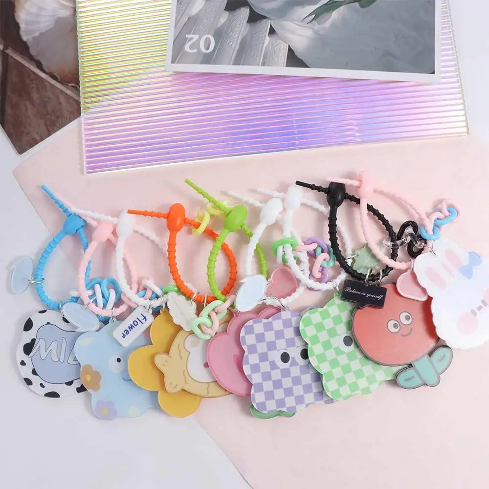 Tulip Flower Small Mirror Cartoon Keychain Little Bear Acrylic Zpaxo