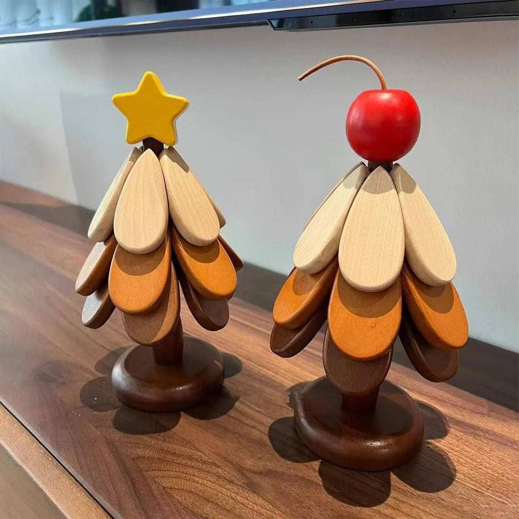 Christmas Tree Coasters Foldable Wood Coasters Wooden Tree Trivet Set for Kitchen Dinner Beverage Cup Counter Countertops Pans Zpaxo