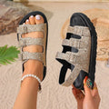 Flat Sandals Women Summer Luxury Female Indoor Bottom Non Slip Open Zpaxo Gold 34