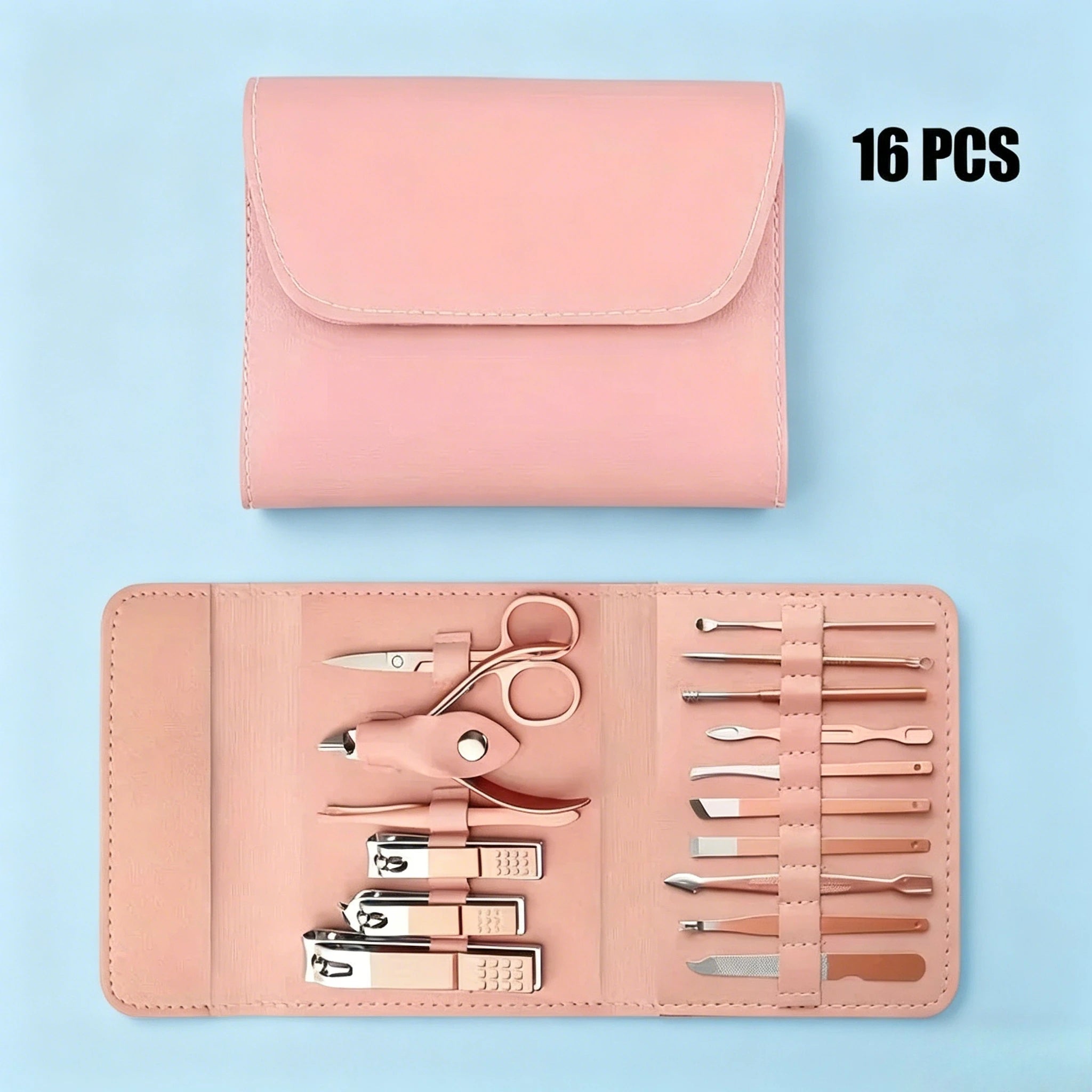 Professional 16Pcs Nail Clippers & Cuticle Nippers Manicure Pedicure Set Home Travel Nail Care Tools Kit Zpaxo