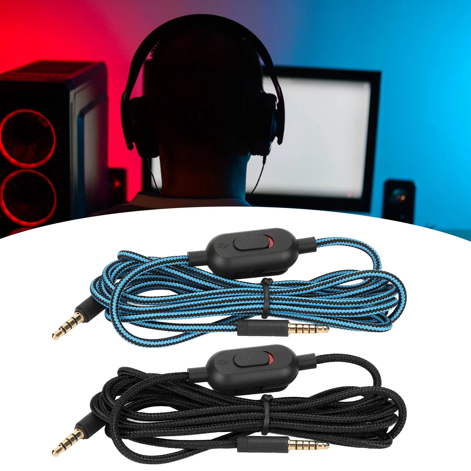 Gaming Headset Cable Woven Earphone Cord with Volume Control and Mute Switch for Logitech G Pro G Pro X G433 G233 Zpaxo