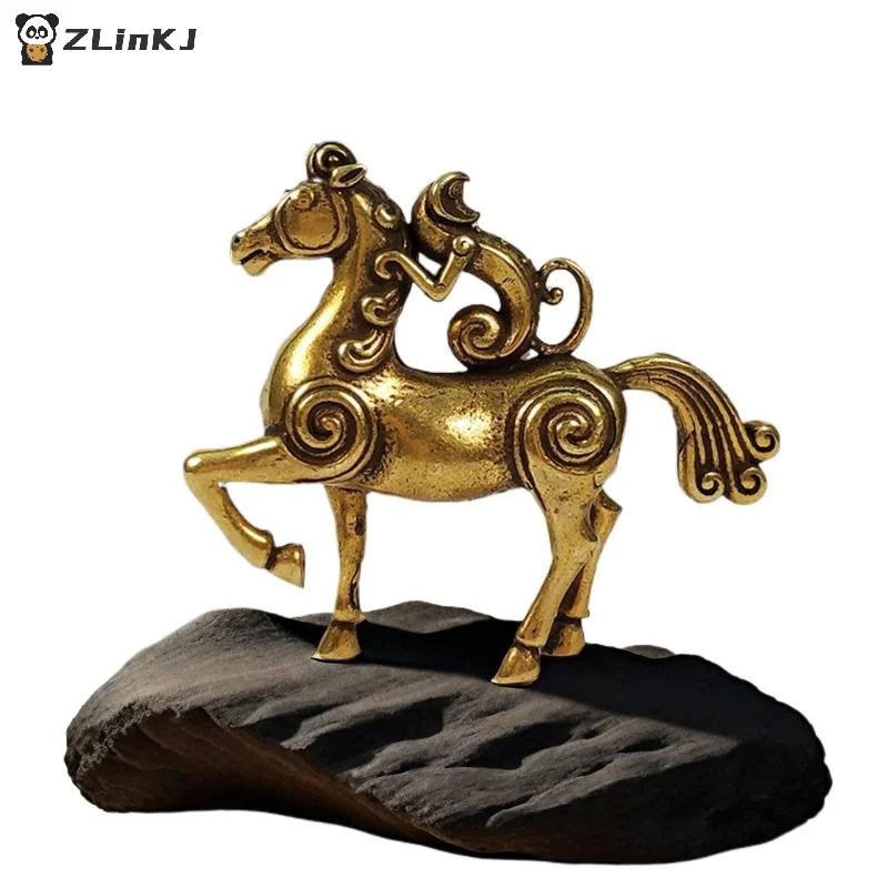 ▶1Pcs Horse Figurines 2026 Year Of Horse Brass Feng Shui Miniatures Bless Your Career With Success Home Office Desktop Decoratio Zpaxo