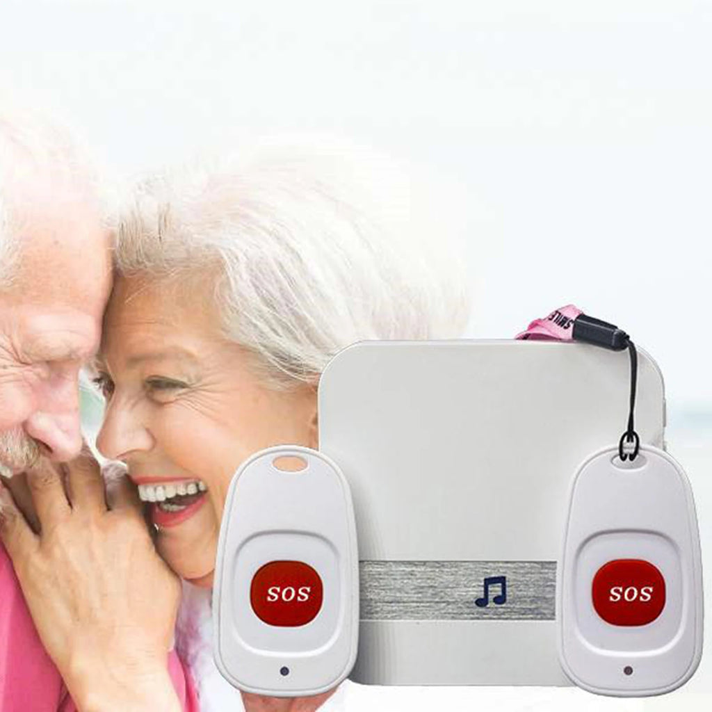 Wireless Doorbell with Pager Elderly Emergency Alarm, 52 Chimes, AC 110V-220V, 200M Range, Home Call Bell, (EU/AU/UK/US) Plug Zpaxo