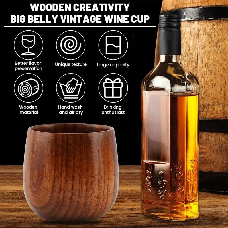 Wooden Whiskey Cup Old Fashioned Drinking Tumbler Men Bourbon Glasses
