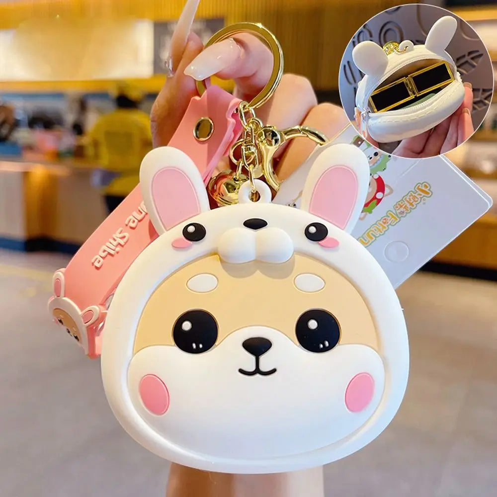 Chain Mini Wallet Bag Charm Headphone Bag Coin Purse Keychain Zipper Change Purse Shiba Inu Dog Keychain Purse With Keychain Zpaxo