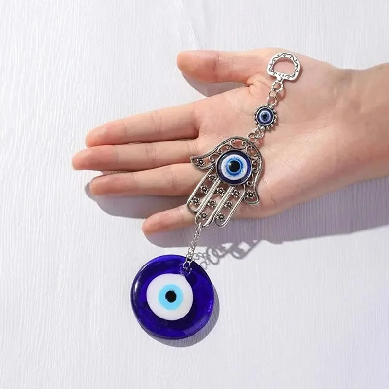 1 Devil's Eye Pendant Palm Alloy Blue Glass Garden Decorative Craft