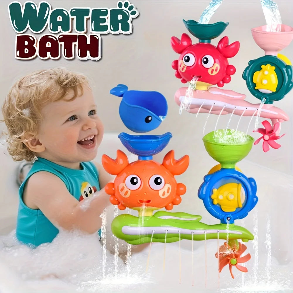 Interactive Bath Toy Rotating Water Wheel Suction Cup Non-toxic ABS