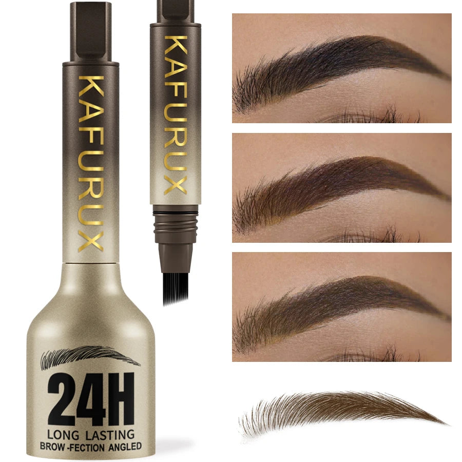 3-Color Wild Eyebrow Pencil Square Angled Brush Velvet 3D Brow Dye