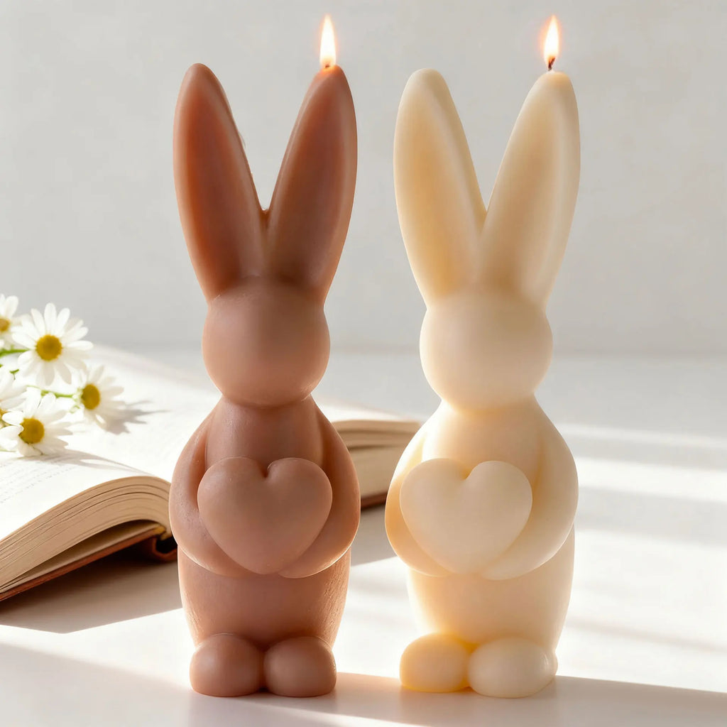 Easter Bunny Candle Silicone 3D Rabbit Bunny Egg Heart Aromatherapy Soap Gypsum Plaster Ornament Gift Mould Home Decor Zpaxo