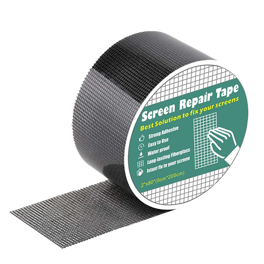 Window Screen Repair Tape Self 5*200cm Adhesive Mesh Tape Net Door Fix Patch Anti Insect Mosquito Mesh Broken Strong Repairing Zpaxo black