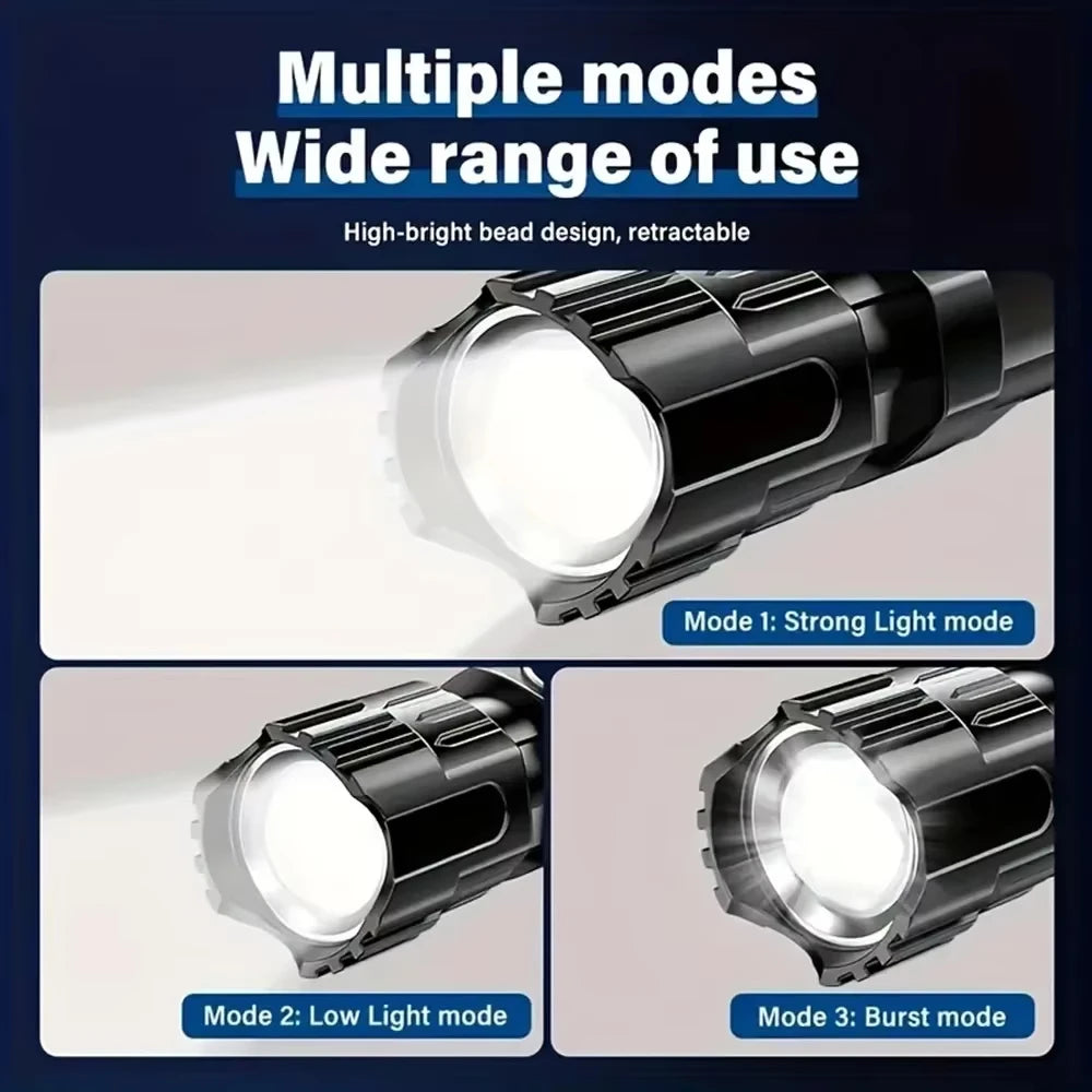 Tactical LED Flashlight 2000LM USB Rechargeable Zoom Torch Powerful Zpaxo
