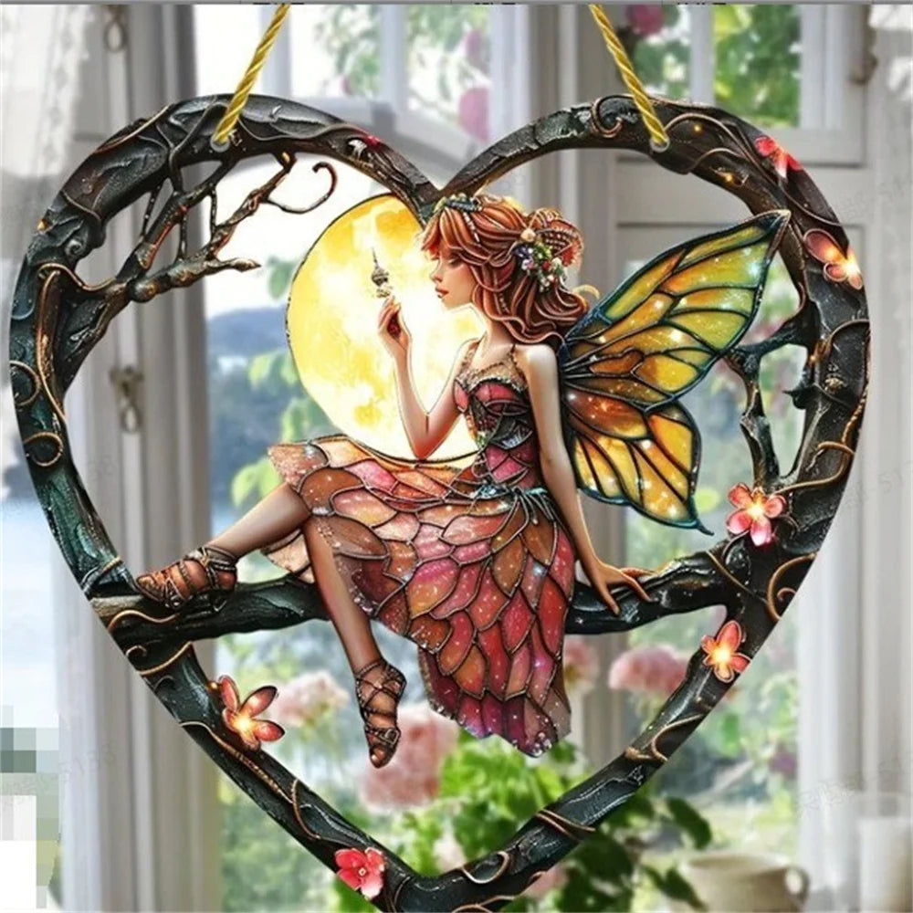 Heart Fairy Suncatcher – Acrylic Window Hanging Pendant Decor