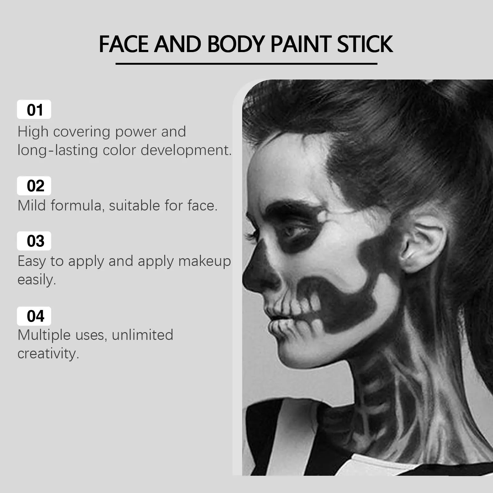 Halloween Black & White Face Body Paint Kit – Clown Joker Makeup Face & Body Paint Kit Zpaxo