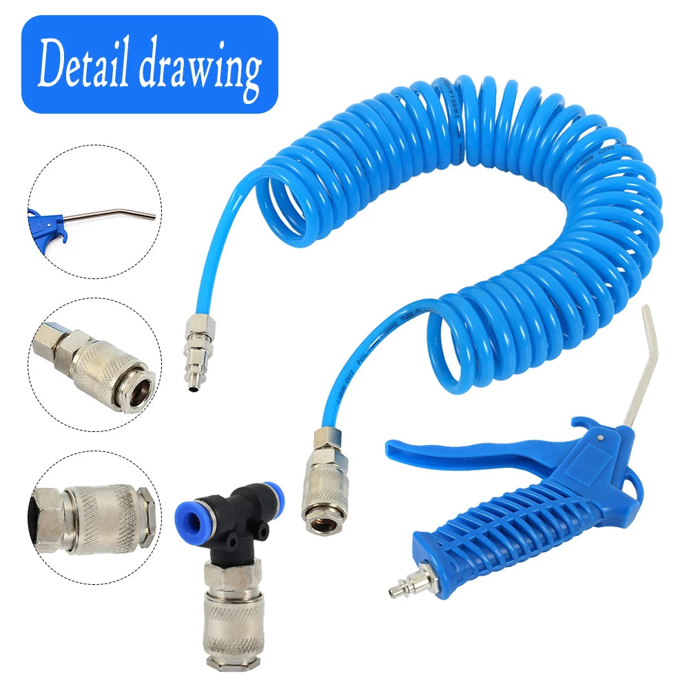 1-5 Set Air Hose Kit Multi-Purpose Dust Removal Tool Cleaning Heavy Duty Air Compressor Hose Nozzle Fitting Kit Air Blow Tool Zpaxo