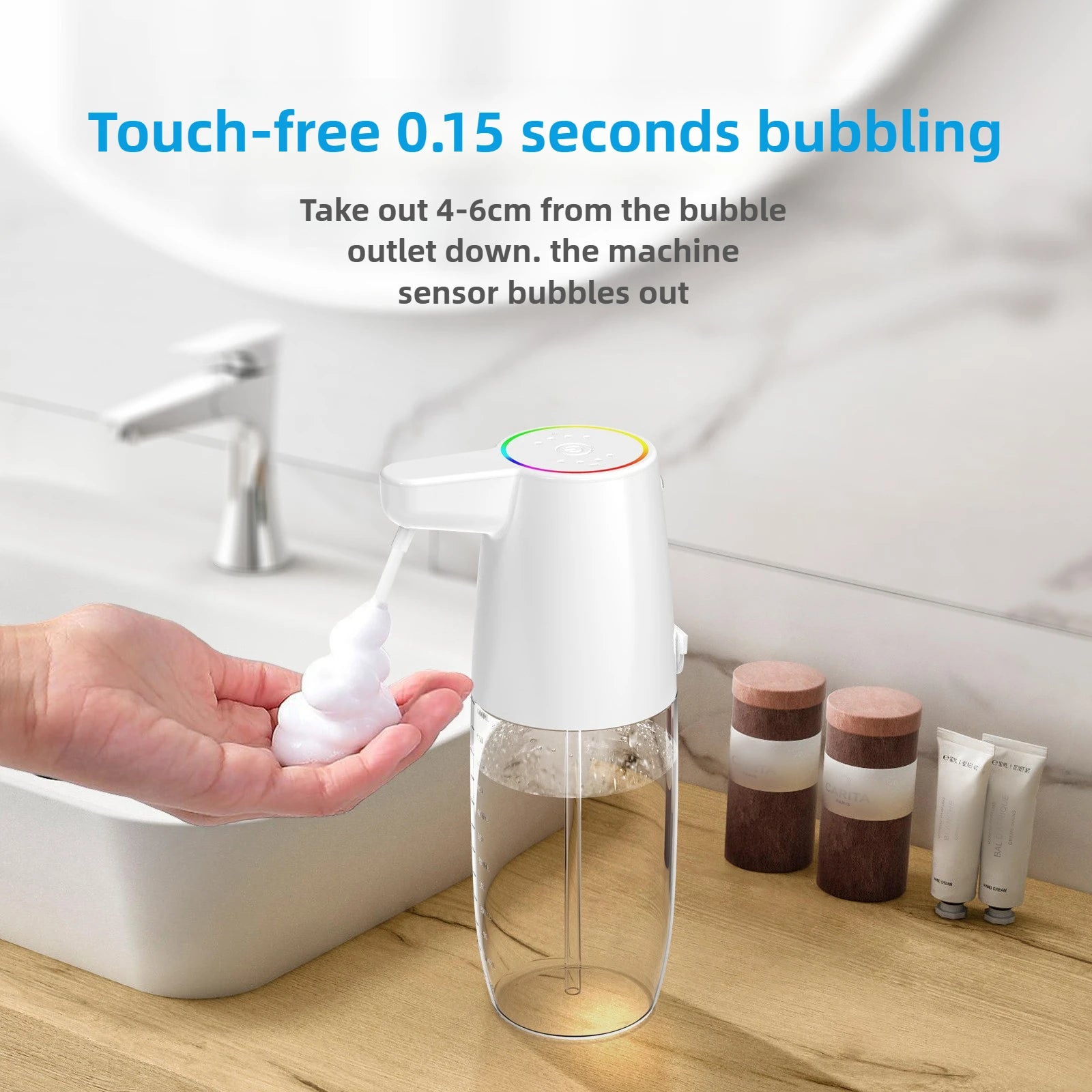 600ML Foam soap dispenser LED light infrared induction Hand washer automatic induction hand sanitizer machine soap dispenser Zpaxo