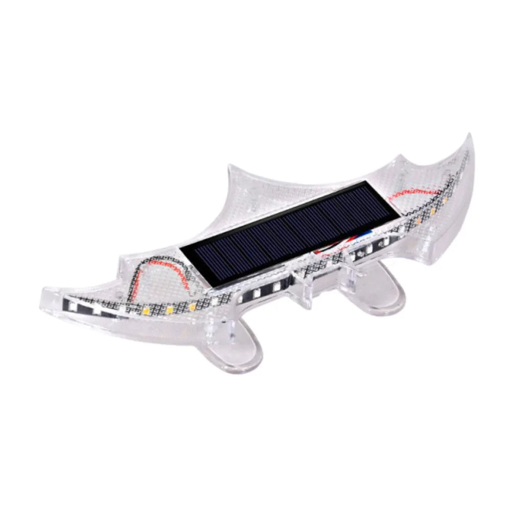 Bat-shaped Solar Car Tail Light Safety Waterproof Flashing Warning Zpaxo White