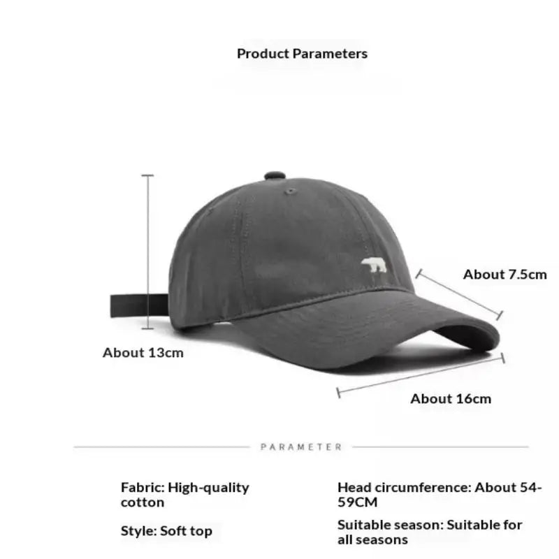 Unisex Bear Design Baseball Cap – Soft Adjustable Dome Hat