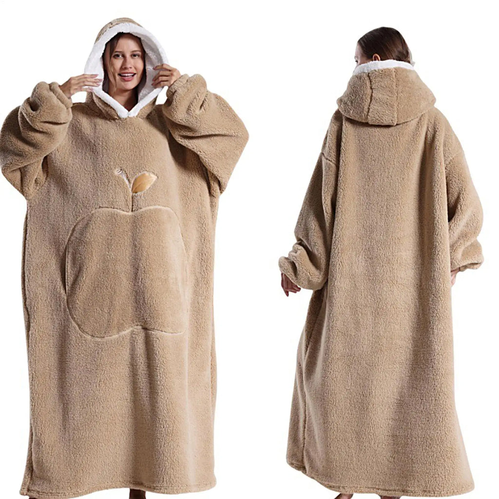 Hoodie Blanket Fleece Warm Pullover Pocket Winter Wearable Camping