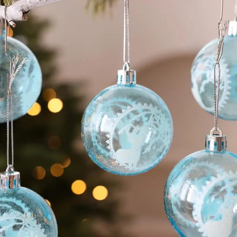 Transparent Christmas Ornament Ball Painted Snowflake Holiday Designs