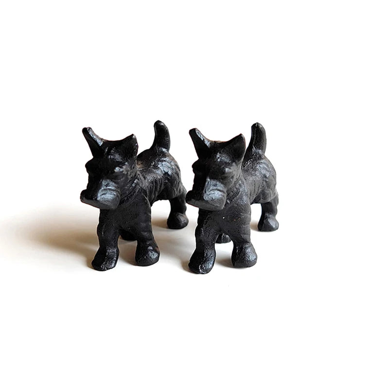 1Pcs Cast Iron Schnauzer Dog Figurine Anime Themed Multipurpose Room Decor Paperweight For Study Indoor Ornament Zpaxo