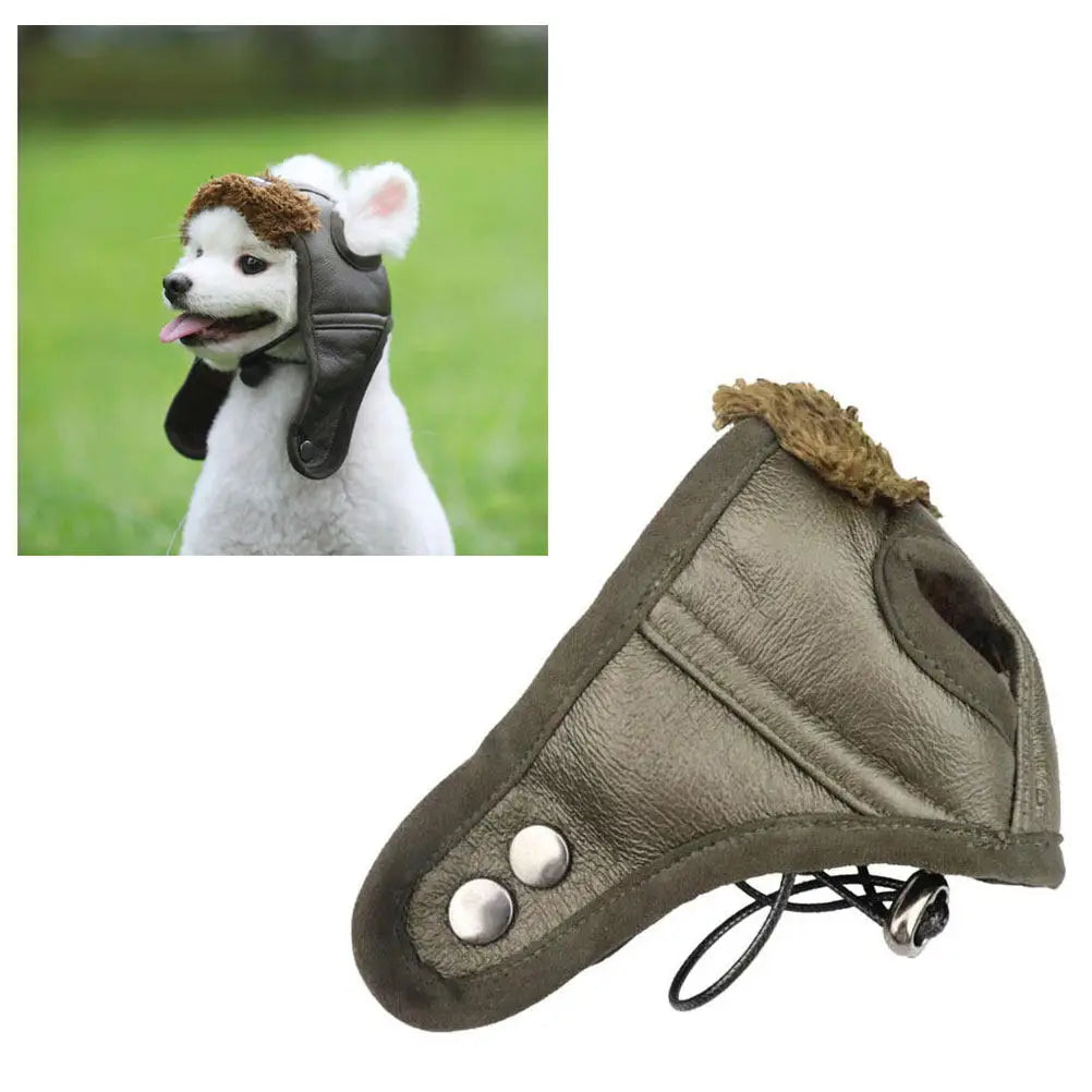 Pilot Hat Dog Costume Brown M Pet Creative Design Stand Out Lovely