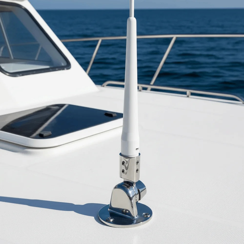 316 Stainless Steel Antenna Base 25mm Round 7/8 Inch Marine Mount Deck Base Adjustable Design Antenna Ratchet Zpaxo