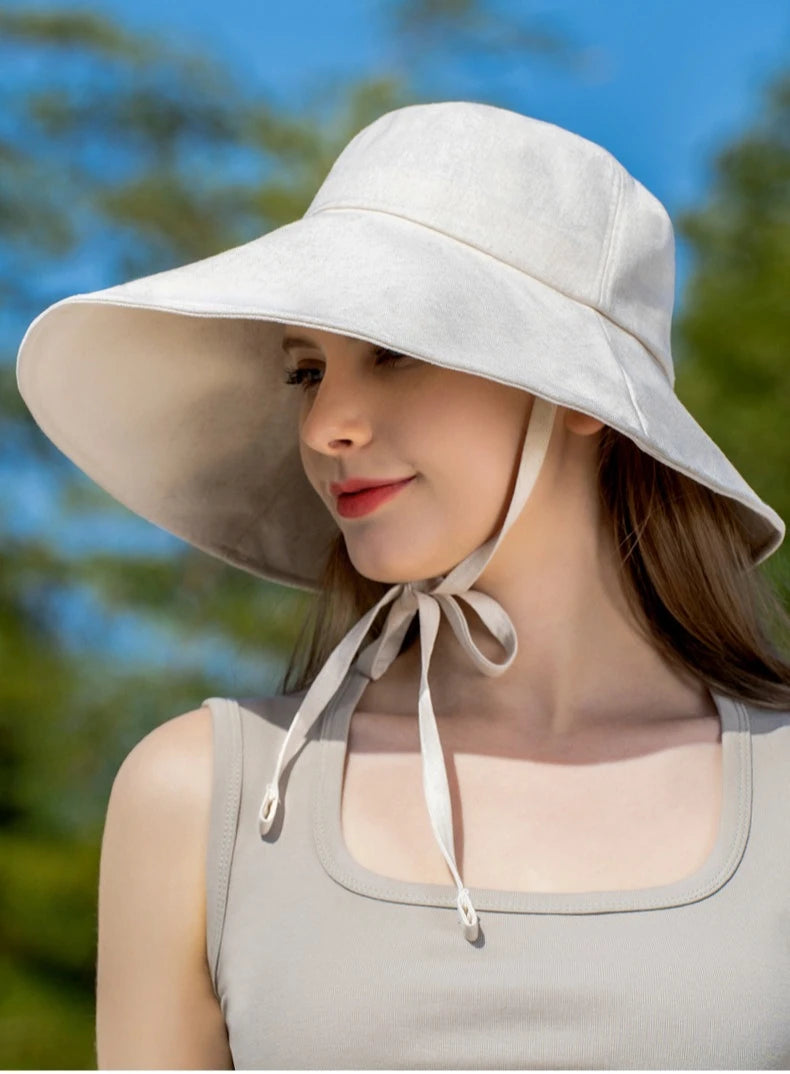 Strap fisherman hat with enlarged brim summer sun protection hat sun shading UV protection lightweight and breathable sun hat Zpaxo