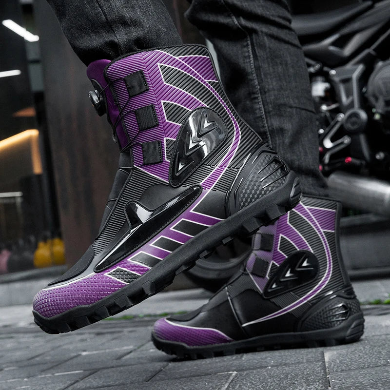Lexsan Motorcycle Boots Men Leather Motos Breathable Anti Slip