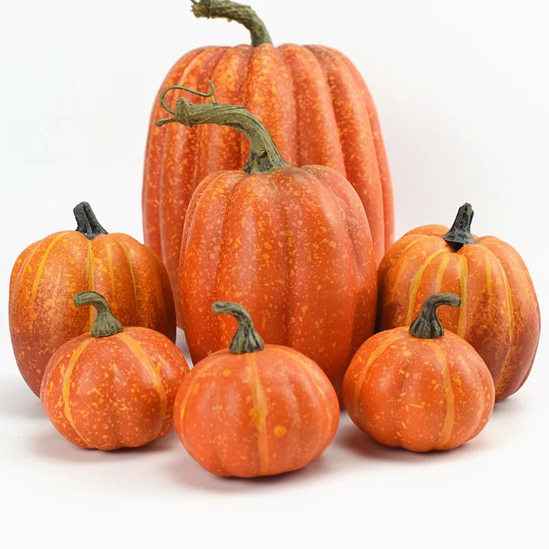 7-Piece Artificial White Yellow Pumpkin Fall Halloween Home Decor