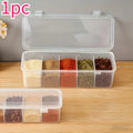 5-Compartment Spice Storage Box Lid Large Organizer Salt Pepper