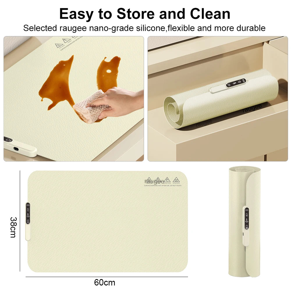 Electric Warming Tray Foldable Food Warmer Plate Silicone Mat Fast