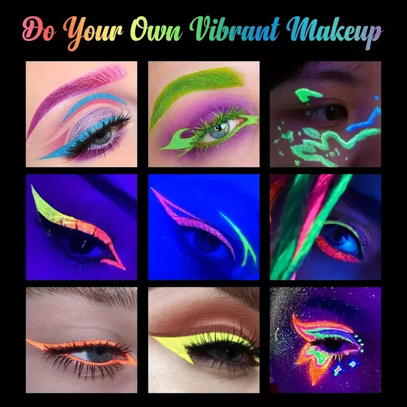 6pcs Glow UV Reactive Glow in the Dark Face and Body Paint Set, Neon Liquid Eyeliner, Mixing Color for Masquerade,Music Festival Zpaxo